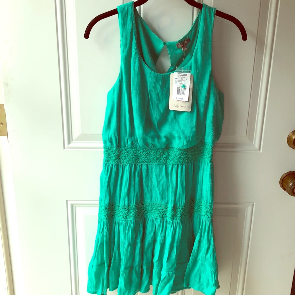 Mint peasant ruffle style dress